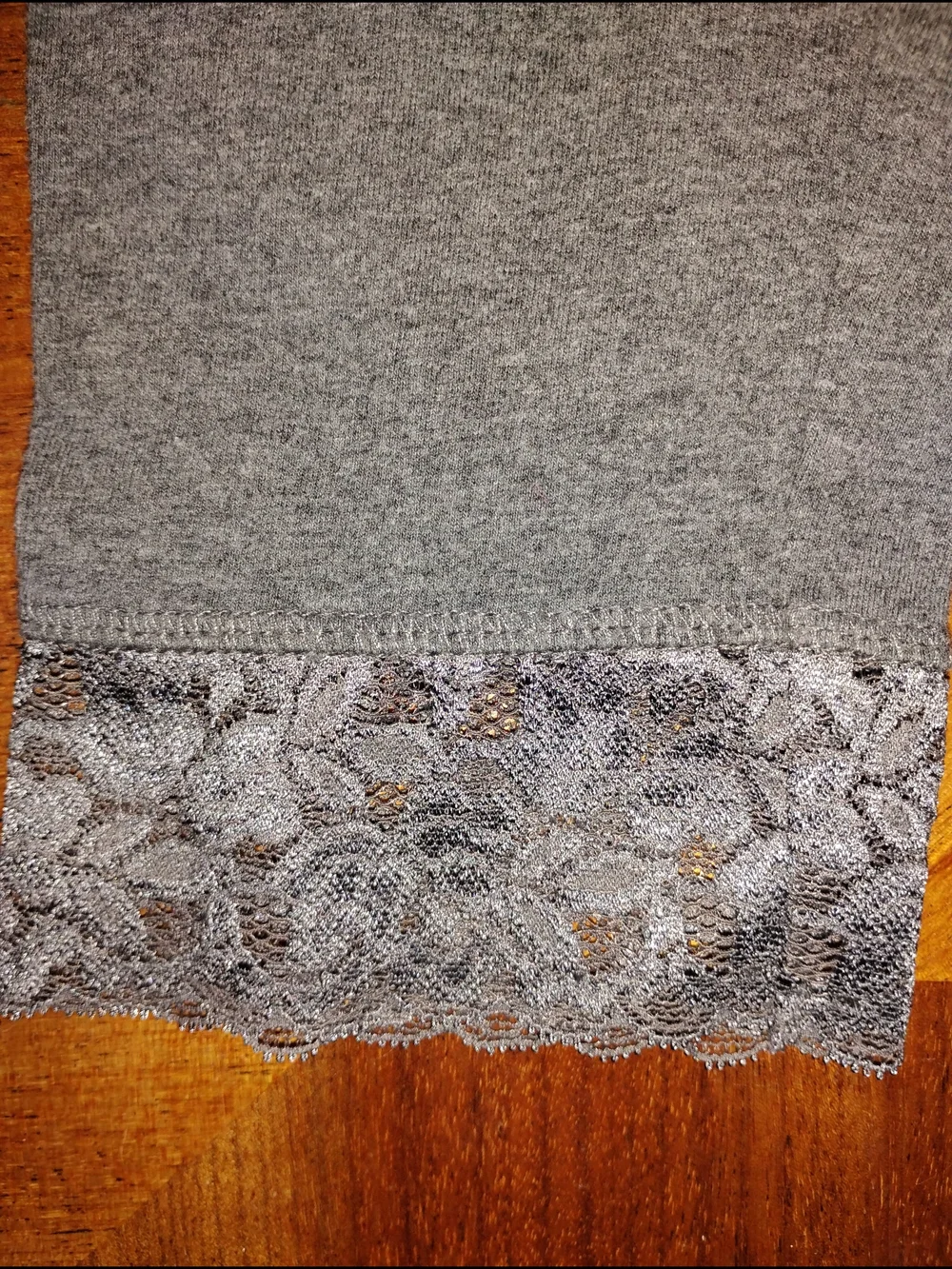 2 Girls' Gray And Black Lace-Hem Leggings - Kids Bottoms